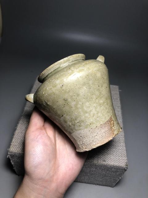 古玩陶瓷唐,越窯青釉雙系罐拍賣,當前價格2000元