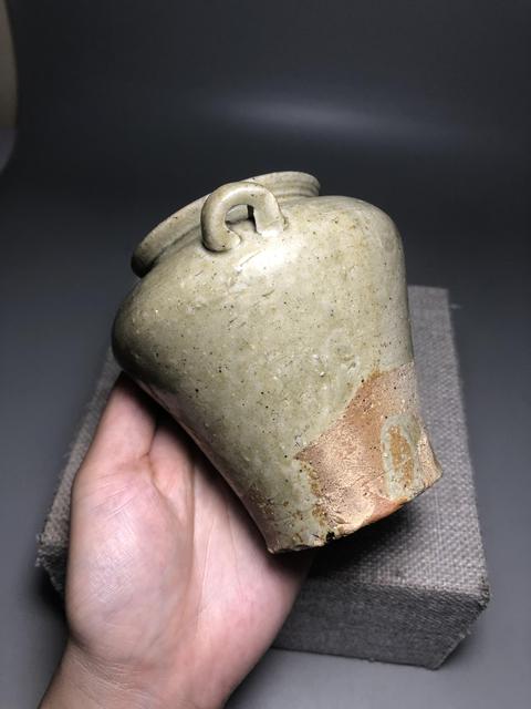 古玩陶瓷唐,越窯青釉雙系罐拍賣,當前價格2000元