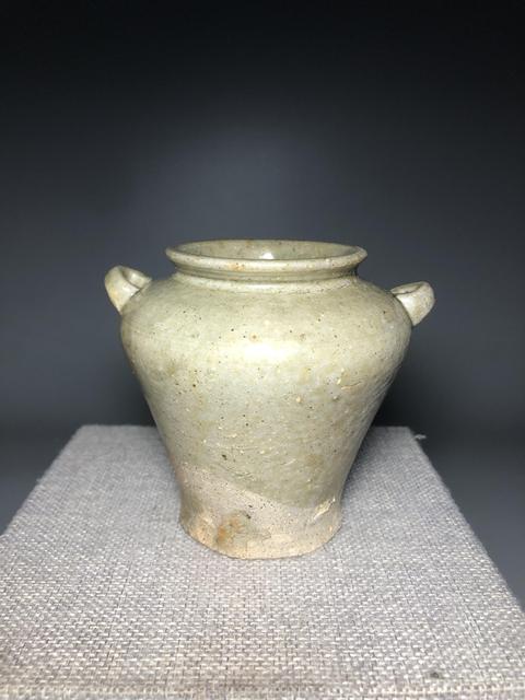 古玩陶瓷唐,越窯青釉雙系罐拍賣,當前價格2000元