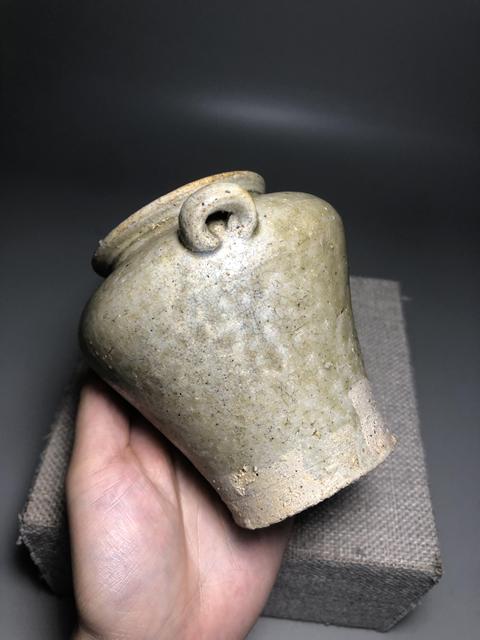 古玩陶瓷唐,越窯青釉雙系罐拍賣,當前價格2000元