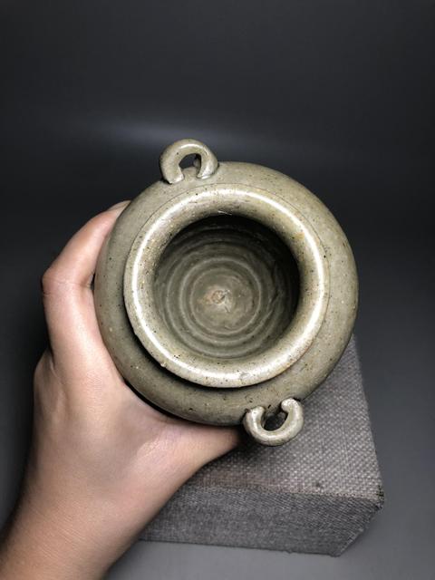 古玩陶瓷唐,越窯青釉雙系罐拍賣,當前價格2000元