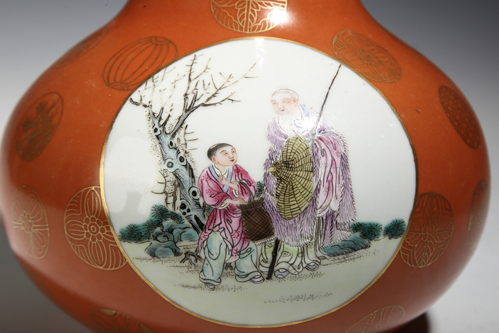 中国古玩　洪憲年製　花瓶　粉彩　時代物　中国美術　1916年　f444 中国古玩洪憲年製花瓶粉彩時代物中国美術1916年f444