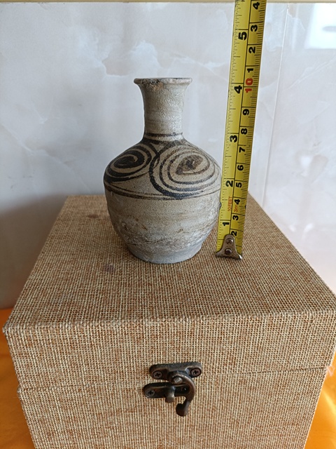 古玩陶瓷元代晚期玉溪窯青花螺旋紋撇口瓶拍賣,當前價格980元