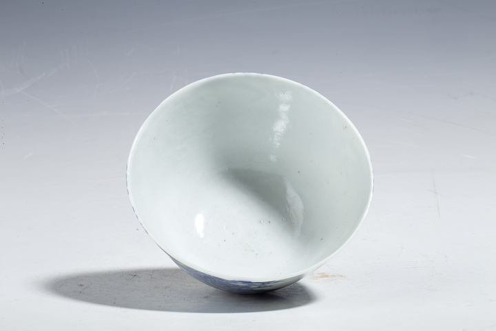 古玩陶瓷清中晚·錦堂發(fā)記款青花漁樵耕讀紋茶圓拍賣，當(dāng)前價(jià)格4500元