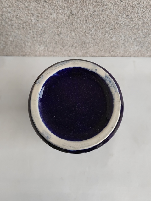 古玩陶瓷藍釉描金彩繪花鳥筒瓶拍賣，當前價格450元