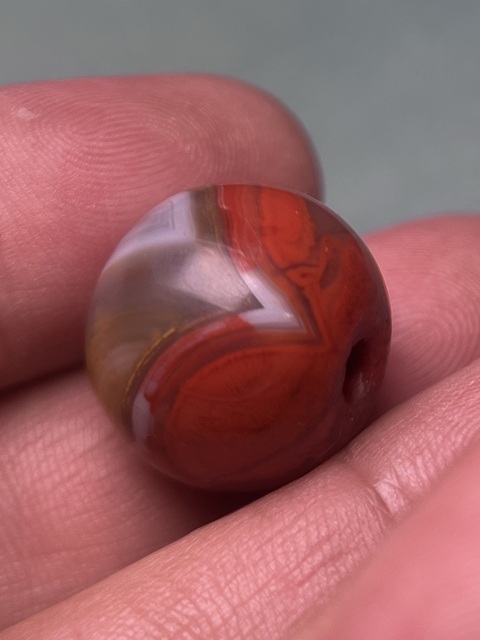 古玩玉器戰國紅縞瑪瑙珠拍賣，當前價格18800元
