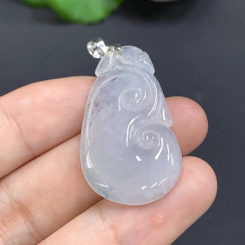 古玩玉器8天然翡翠A貨如意掛件（正冰種） 非金鑲 總重5.282g拍賣，當前價格360元