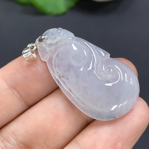 古玩玉器8天然翡翠A貨如意掛件（正冰種） 非金鑲 總重5.282g拍賣，當前價格360元