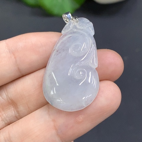 古玩玉器8天然翡翠A貨如意掛件（正冰種） 非金鑲 總重5.282g拍賣，當前價格360元