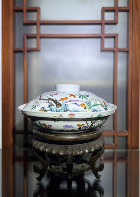古玩陶瓷【精品】粉彩靈仙祝壽圖蓋碗拍賣，當前價格18888元