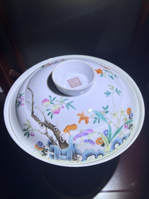 古玩陶瓷【精品】粉彩靈仙祝壽圖蓋碗拍賣，當前價格18888元