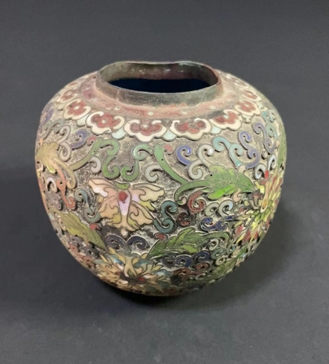古玩陶瓷明國時期景泰藍罐,民國粉彩杯拍賣,當前價格1888元