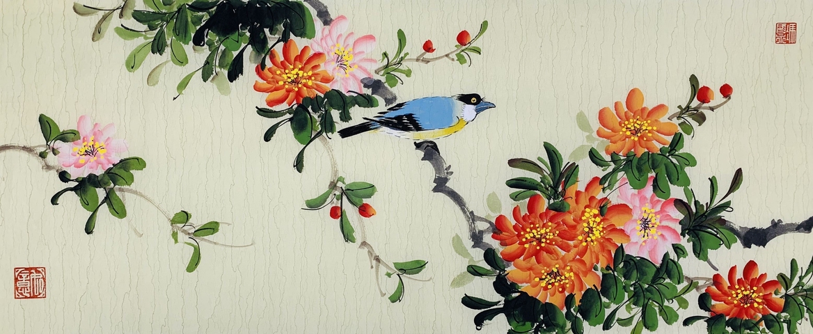 古玩字畫馮國永花鳥畫拍賣,當前價格750元