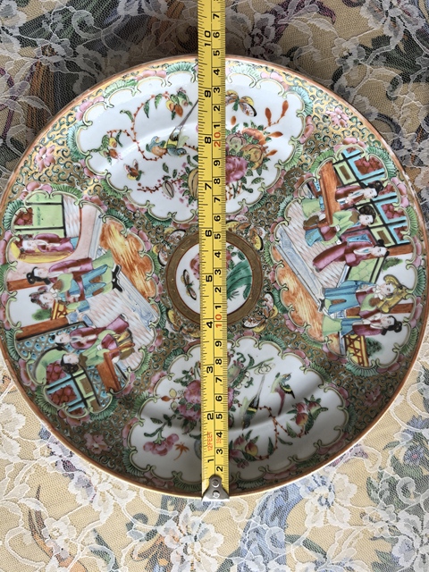 古玩陶瓷人物花鳥蝶紋廣彩盤拍賣，當(dāng)前價格2000元