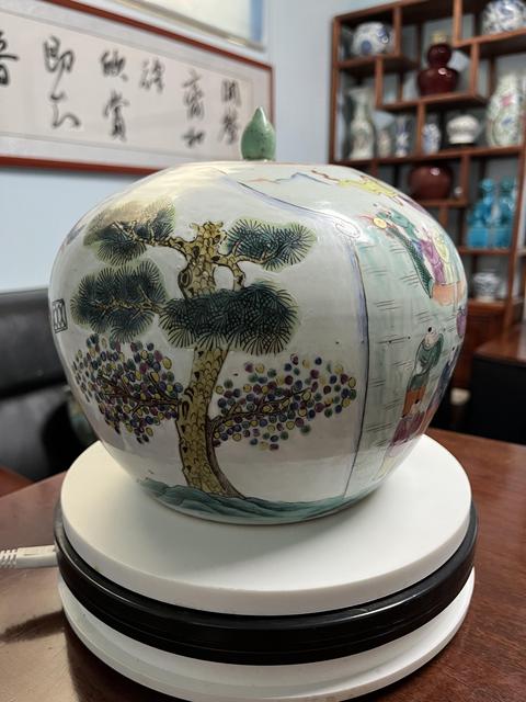古玩陶瓷百子鬧春粉彩西瓜罐拍賣,當前價格7000元