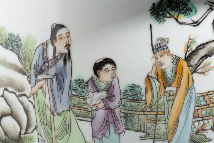 古玩陶瓷民國·粉彩羲之愛鵝圖花盆拍賣,當前價格4500元