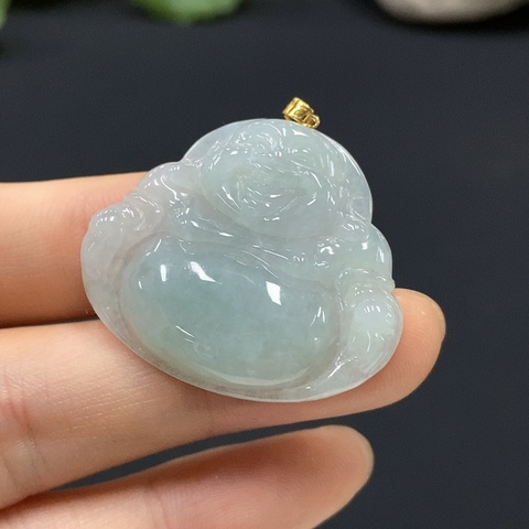古玩玉器12天然翡翠彌勒佛墜拍賣,當前價格240元