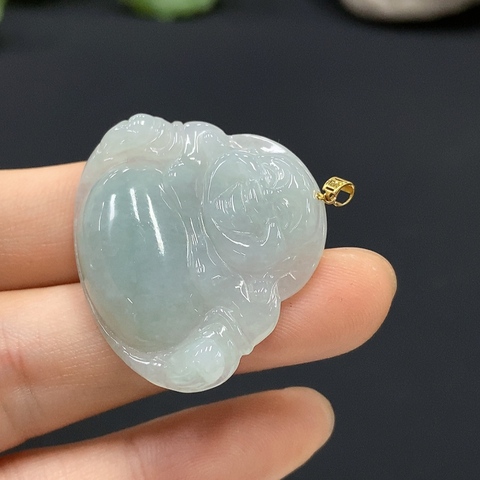 古玩玉器12天然翡翠彌勒佛墜拍賣,當前價格240元