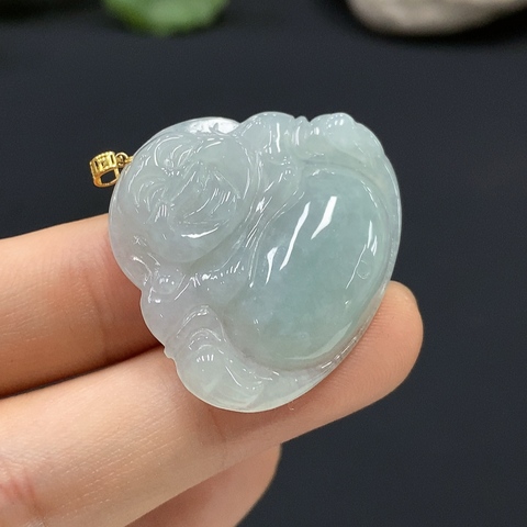 古玩玉器12天然翡翠彌勒佛墜拍賣,當前價格240元