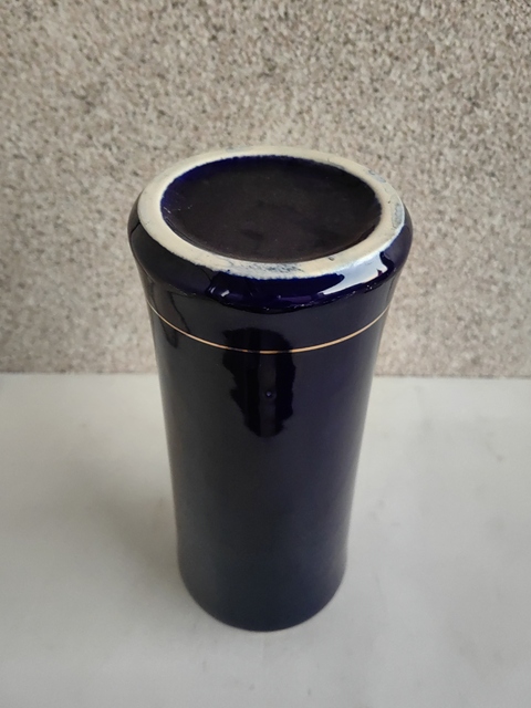 古玩陶瓷藍釉描金彩繪花鳥筒瓶拍賣，當前價格450元