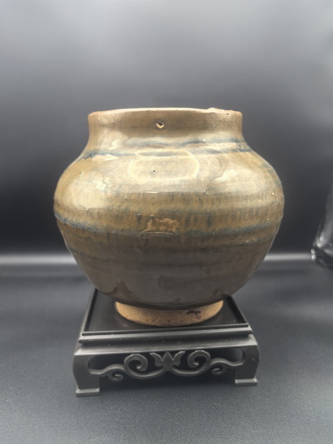 古玩陶瓷磁州窯窯變褐釉罐拍賣，當前價格350元