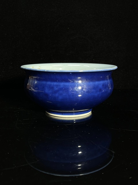 古玩陶瓷乾隆寶石藍(lán)大香爐拍賣,當(dāng)前價(jià)格6500元
