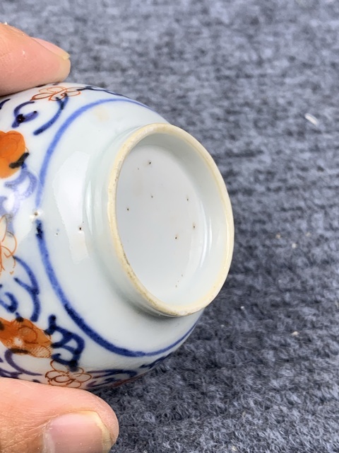 古玩陶瓷青花加彩人物紋壓手杯拍賣，當前價格1388元