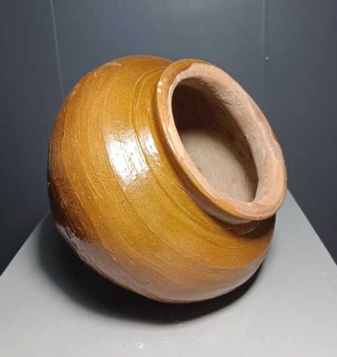 古玩陶瓷精美黃釉罐拍賣,當前價格288元