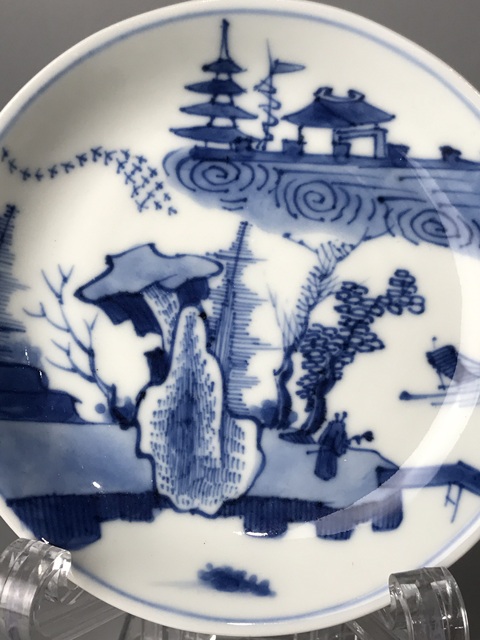 古玩陶瓷(精品杯碟)清康熙·青花山水人物杯碟一套拍賣,當前價格1470元