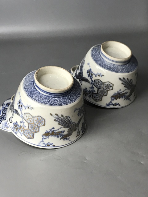 古玩陶瓷(精品蓋碗)十九世紀·青花描金鳳紋·蓋碗一對拍賣,當前價格774元