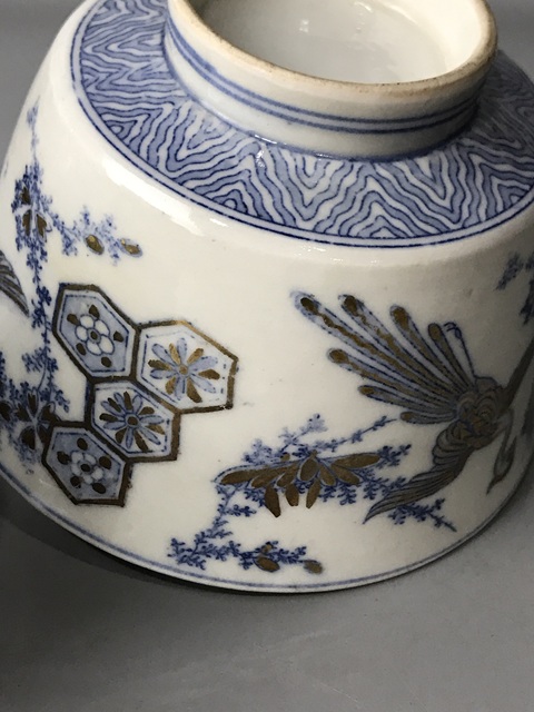古玩陶瓷(精品蓋碗)十九世紀·青花描金鳳紋·蓋碗一對拍賣,當前價格774元