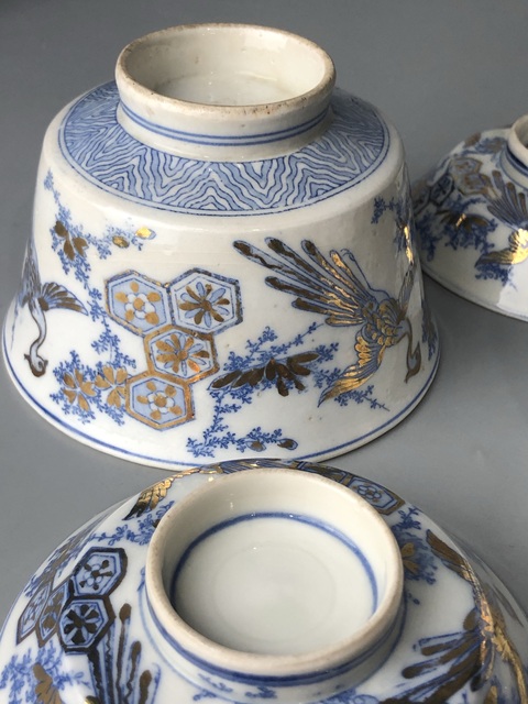 古玩陶瓷（精品蓋碗）十九世紀·青花描金鳳紋蓋碗一對拍賣，當前價格801元