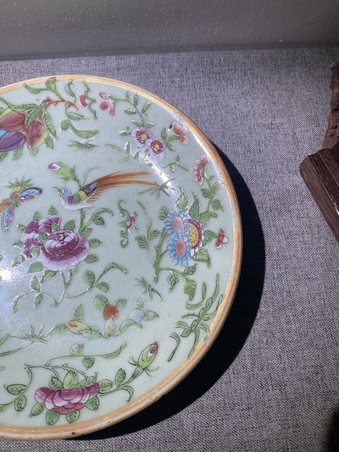 古玩陶瓷清中期青花纏枝蓮盤標本拍賣,當前價格188元