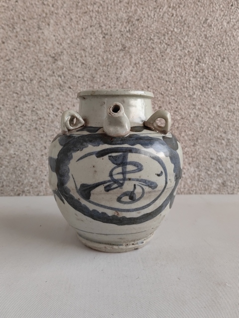 古玩陶瓷青花壽字四系壺拍賣,當前價格680元