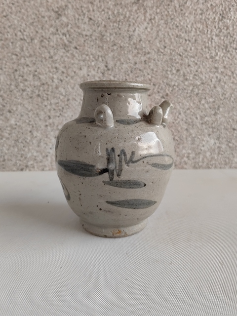 古玩陶瓷明末清初·青花福字紋四系壺真品鑒賞圖