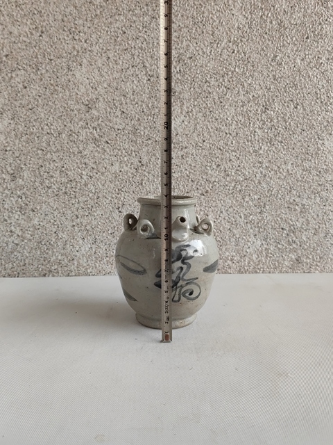 古玩陶瓷明末清初·青花福字紋四系壺真品鑒賞圖