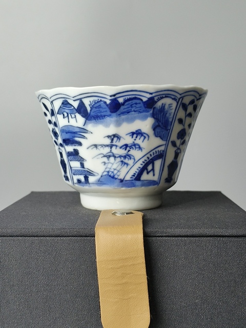 古玩陶瓷(精品主人杯)晚清·青花博古·山水風景花卉紋·主人杯拍賣,當前價格858元