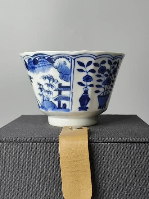 古玩陶瓷(精品主人杯)晚清·青花博古·山水風景花卉紋·主人杯拍賣,當前價格858元