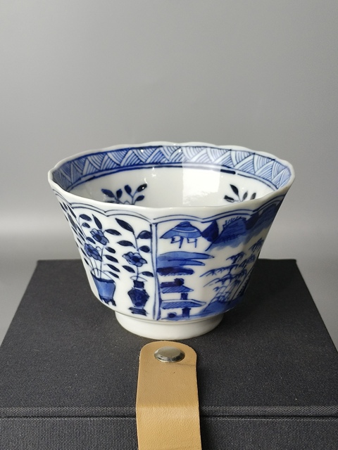 古玩陶瓷(精品主人杯)晚清·青花博古·山水風景花卉紋·主人杯拍賣,當前價格858元