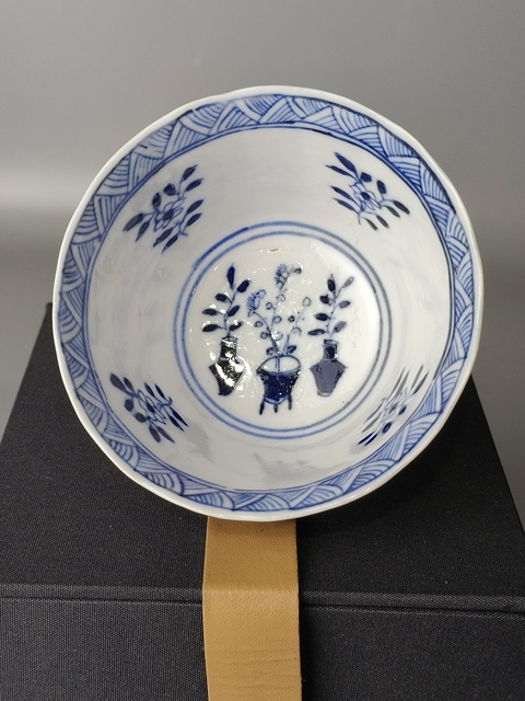 古玩陶瓷(精品主人杯)晚清·青花博古·山水風景花卉紋·主人杯拍賣,當前價格858元