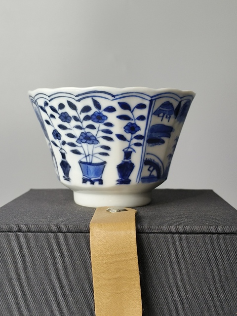 古玩陶瓷(精品主人杯)晚清·青花博古·山水風景花卉紋·主人杯拍賣,當前價格858元