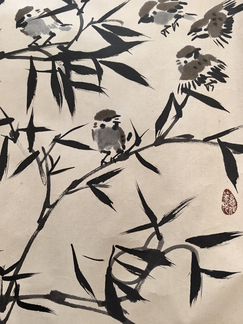古玩字畫張蒲生雀鳴盛世,竹報平安拍賣,當前價格6500元