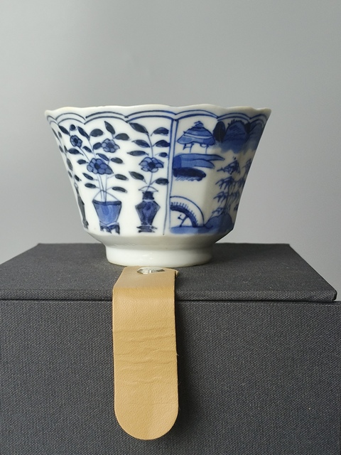 古玩陶瓷(精品主人杯)晚清·青花博古·花卉山水風景·主人杯拍賣,當前價格876元