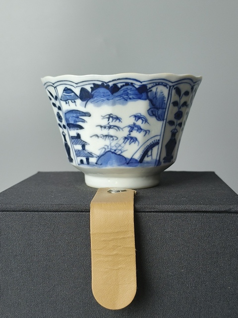 古玩陶瓷(精品主人杯)晚清·青花博古·花卉山水風景·主人杯拍賣,當前價格876元