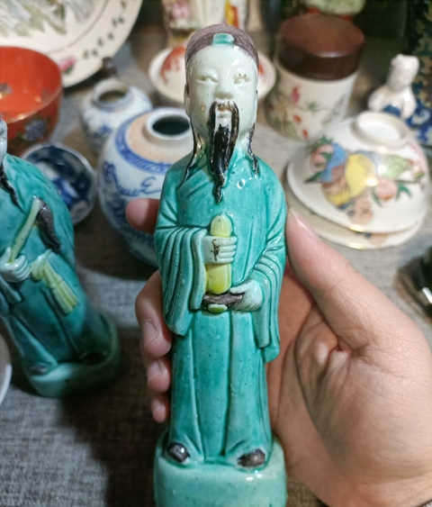 古玩陶瓷晚清綠釉人物塑像拍賣，當(dāng)前價(jià)格3888元