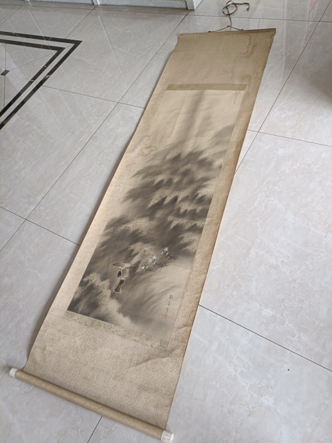 古玩字畫民國時期錦銹水墨畫作《雨歸》拍賣，當前價格1980元