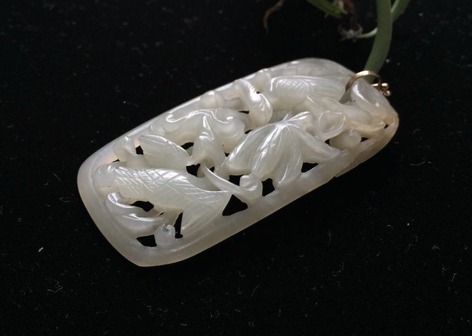 古玩玉器明和田玉雕“花鳥玉瓦”拍賣，當(dāng)前價(jià)格26000元