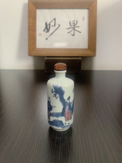 古玩陶瓷青花釉里紅人物故事紋鼻煙壺拍賣,當前價格12000元