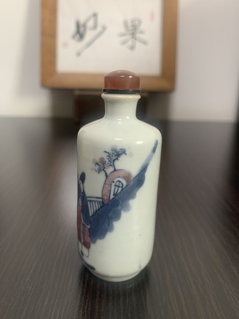 古玩陶瓷青花釉里紅人物故事紋鼻煙壺拍賣,當前價格12000元