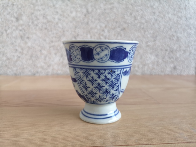 古玩陶瓷青花山水人物紋高足杯拍賣，當前價格150元